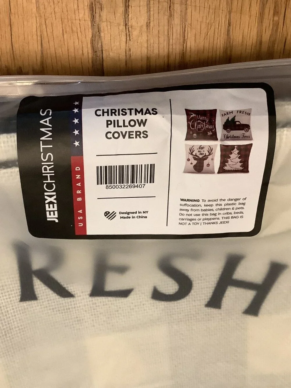 Set of Four Farmhouse Christmas/Holiday Pillow Covers by Jeexi